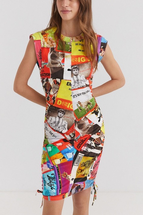 Rochie slim fit din bumbac cu snururi laterale pentru ajustare Proclaim, Multicolor, M