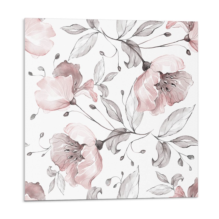 Öntapadó csempék, Wallfluent, Virágos akvarell minta, Rózsaszín, 20x20x20, 010310410020000030455