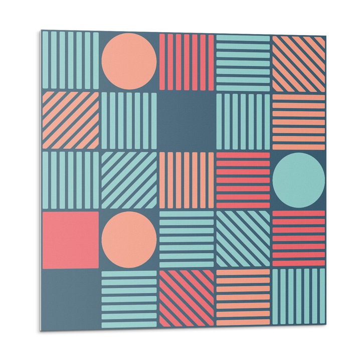 Placi autoadezive, Wallfluent, Geometrie cu forme colorate, Turcoaz, 20x20x20, 010310410020000033499