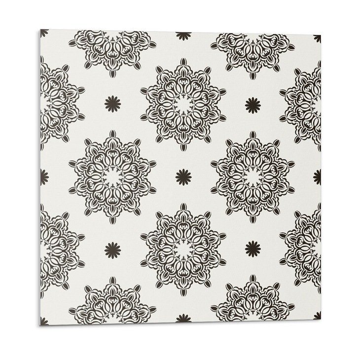 Öntapadó csempék, Wallfluent, Mandala minta egy rácsban, Fekete, 20x20x20, 010310410020000033464