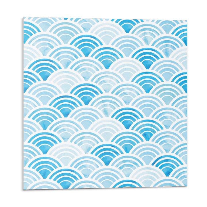 Dekoratív vinil panel, Wallfluent, Hullámok harmonikus elrendezésben, Kék, 4x50x50, 010310410040000033511