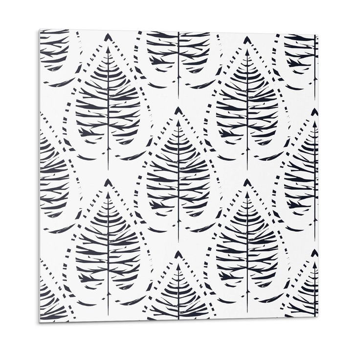 Placi autoadezive, Wallfluent, Model de frunze in ritm, Negru, 20x20x20, 010310410020000033472