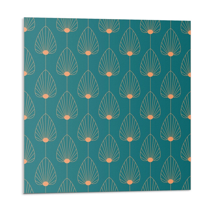 Öntapadó csempék, Wallfluent, Levelek minta körökkel, Türkiz, 20x20x20, 010310410020000033525