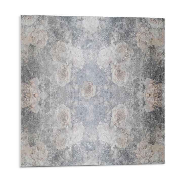 Öntapadó csempék, Wallfluent, Virágmintás háttérrel, Szürke, 20x20x20, 010310410020000033517