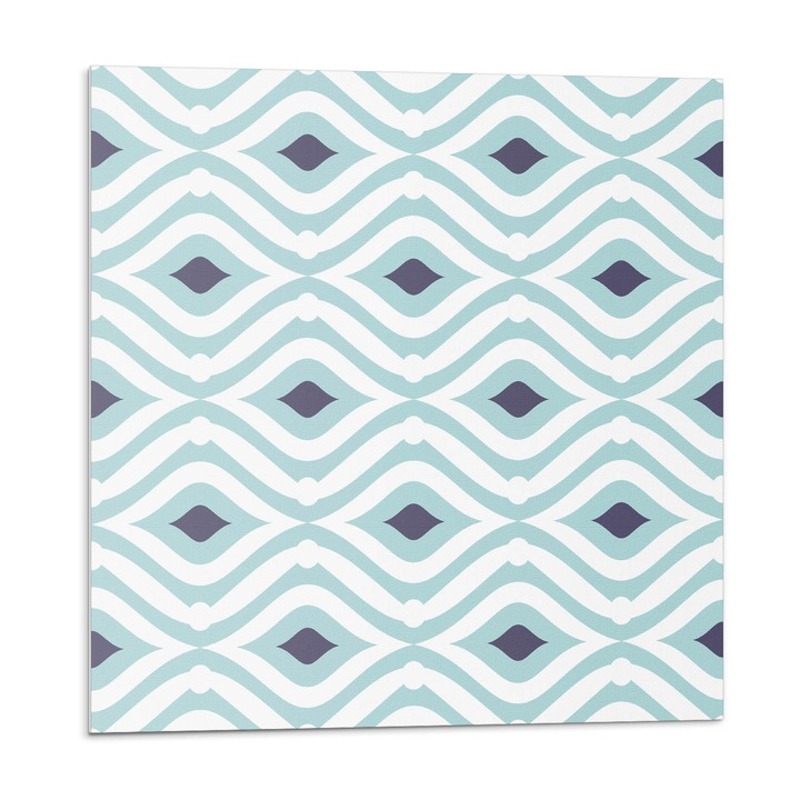 Placi autoadezive, Wallfluent, Valuri si romburi in ritm, Albastru, 20x20x20, 010310410020000057173