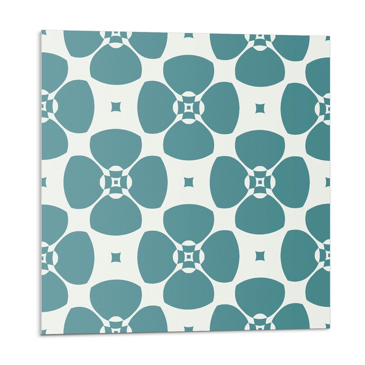 Öntapadó csempék, Wallfluent, Virágmotívum ismétlődő mintában, Türkiz, 20x20x20, 010310410020000033496