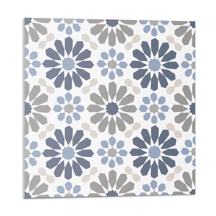 Placi autoadezive, Wallfluent, Model floral in simetrie, Albastru, 20x20x20, 010310410020000033481