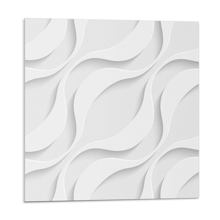 Placi autoadezive, Wallfluent, Valuri cu model ondulat, Alb, 9x30x30, 010310410010000276167
