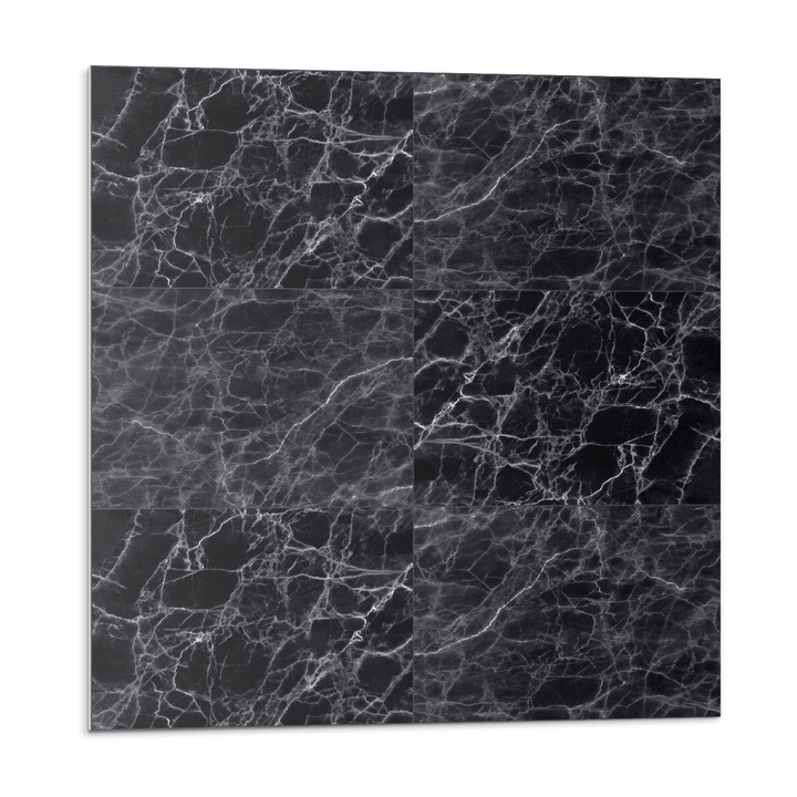 Panou vinil decorativ, Wallfluent, Model de marmura cu vene, Negru, 4x50x50, 010310410040000057063