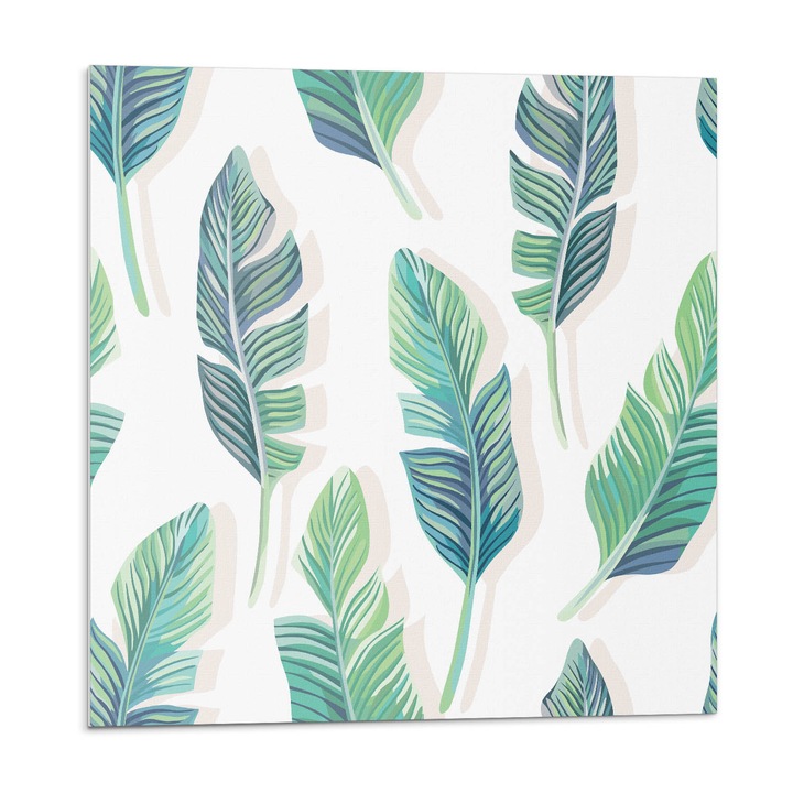 Placi autoadezive, Wallfluent, Model de frunze pe fundal, Verde, 20x20x20, 010310410020000057143
