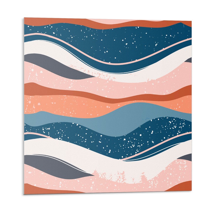 Placi autoadezive, Wallfluent, Valuri in modele abstracte, Albastru, 9x30x30, 010310410010000074199