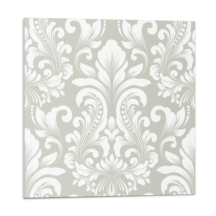 Placi autoadezive, Wallfluent, Model de plante cu ornamente, Gri, 9x30x30, 010310410010000276722