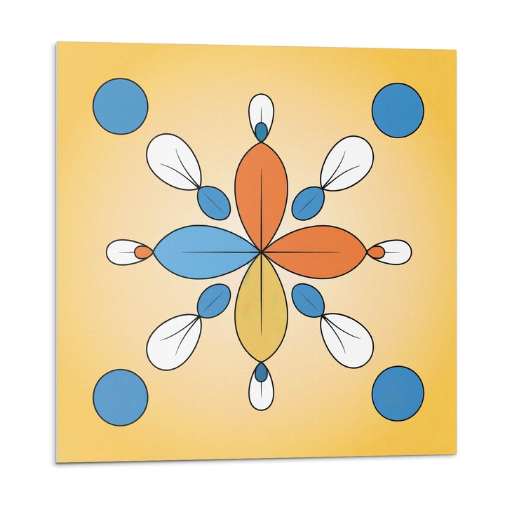 Öntapadó csempék, Wallfluent, Geometrikus virágmintás, Sárga, 20x20x20, 010310410020000282989