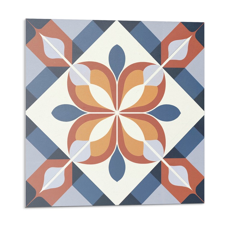 Öntapadó csempék, Wallfluent, Geometrikus virágmintás, Piros, 20x20x20, 010310410020000282935