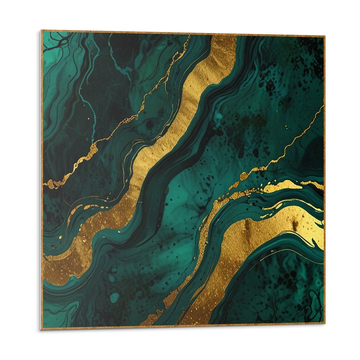 Placi autoadezive, Wallfluent, Valuri de structura abstracta, Verde, 9x30x30, 010310410010000279495