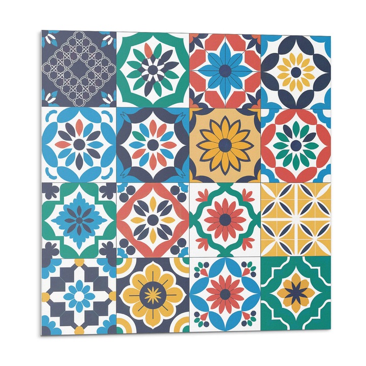 Placi autoadezive, Wallfluent, Modele de mozaic in aspect, Verde, 20x20x20, 010310410020000282947