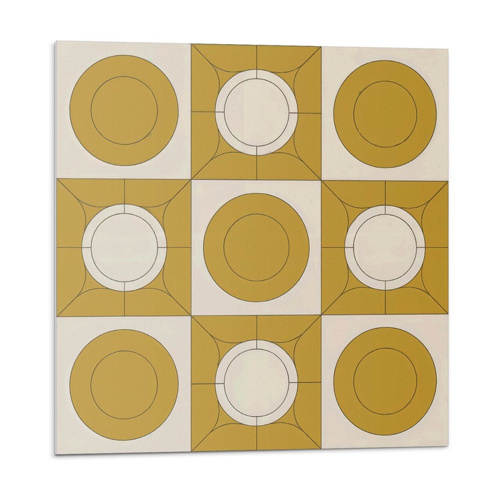 Panou lipibil perete, Wallfluent, Model geometric cu cercuri, Galben, 4x50x50, 010310410040000282977