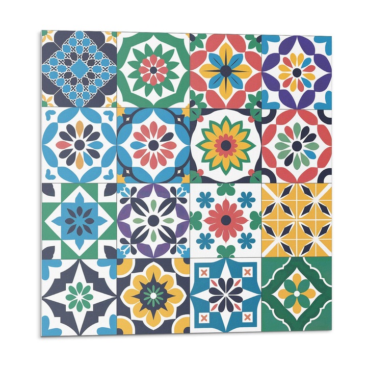 Öntapadó csempék, Wallfluent, Kockás mozaik minták, Zöld, 20x20x20, 010310410020000282949