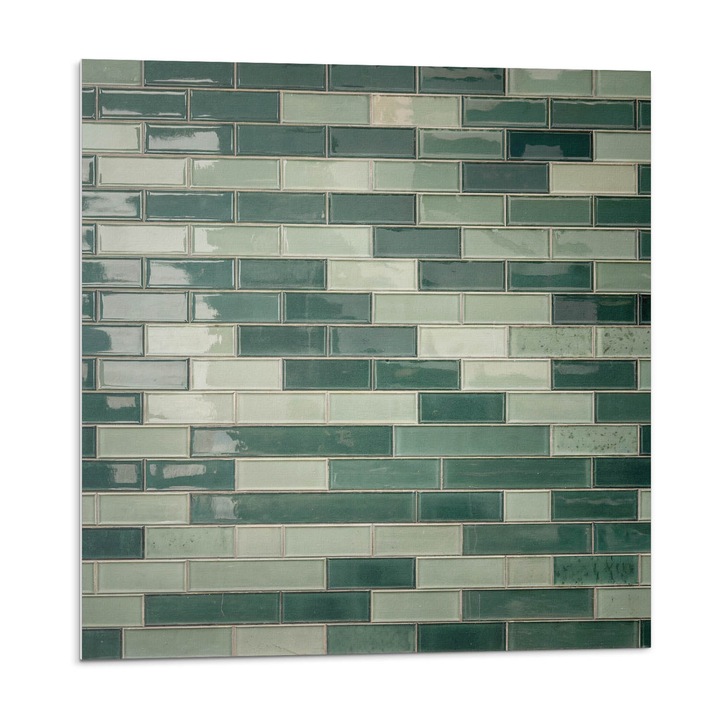 Placi autoadezive, Wallfluent, Mozaic din placi dreptunghiulare, Verde, 9x30x30, 010310410010000283035