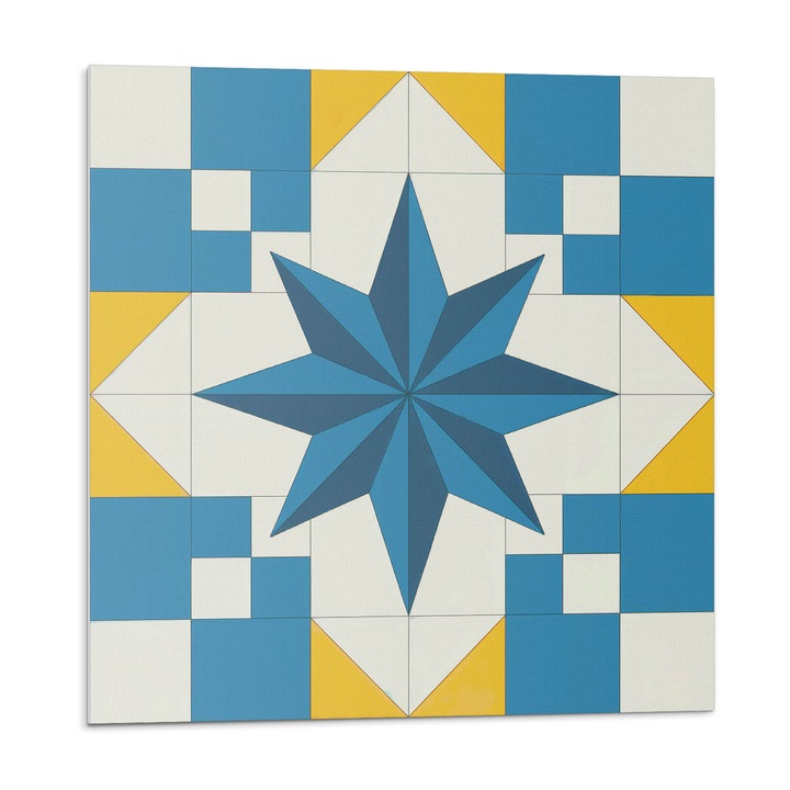 Öntapadó dekoratív panel, Wallfluent, Geometriai csillag minta, Kék, 4x50x50, 010310410040000282941