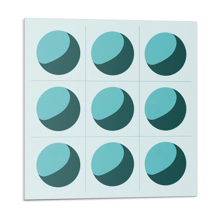 Öntapadó dekoratív panel, Wallfluent, Geometriai gömbök a rácsban, Türkiz, 4x50x50, 010310410040000282973