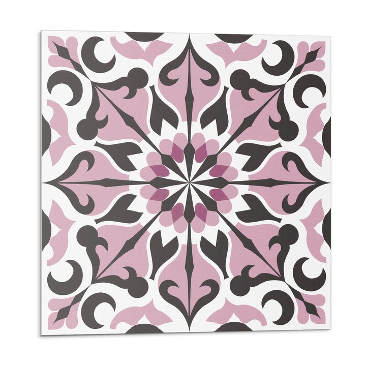 Placi autoadezive, Wallfluent, Model de plante in simetrie, Roz, 20x20x20, 010310410020000283122