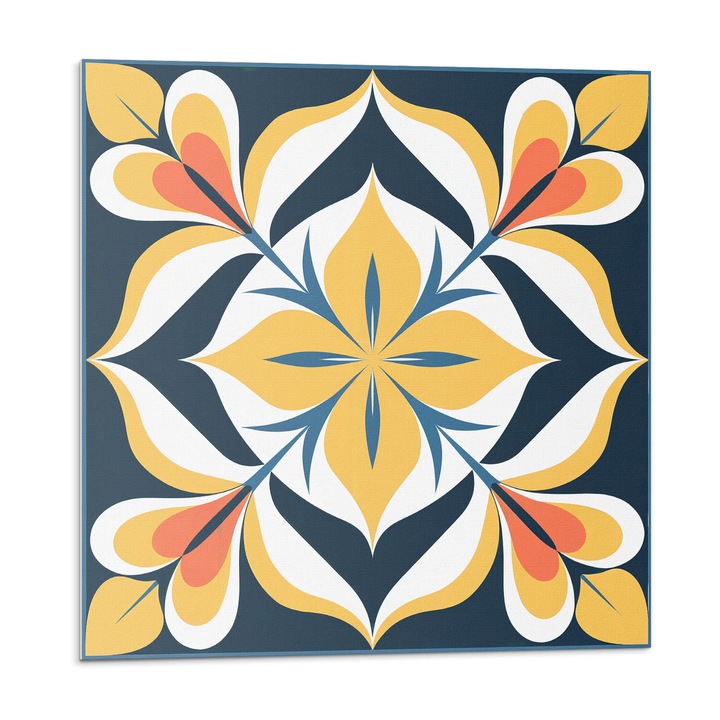 Öntapadó csempék, Wallfluent, Stílusos virágmintás, Sárga, 20x20x20, 010310410020000283096