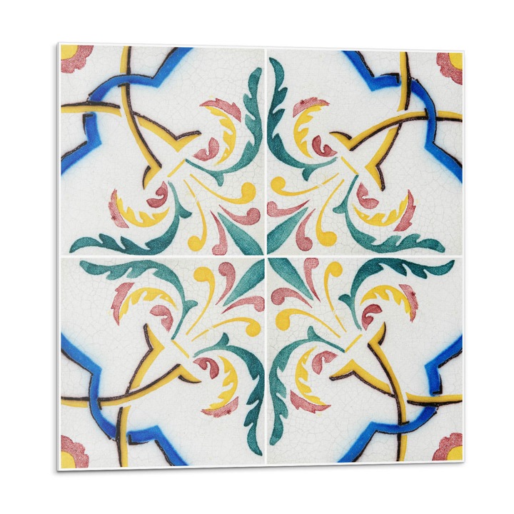 Placi autoadezive, Wallfluent, Model de plante cu ornamente, Galben, 9x30x30, 010310410010000283182