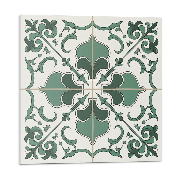 Placi autoadezive, Wallfluent, Model de plante elegant, Verde, 9x30x30, 010310410010000283170