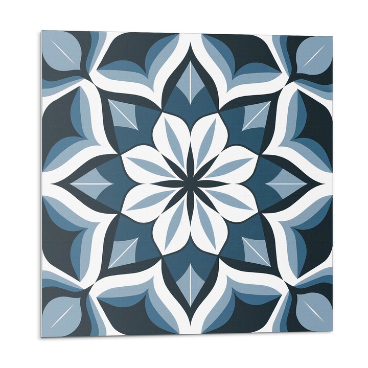 Placi autoadezive, Wallfluent, Motiv floral in simetrie, Albastru, 9x30x30, 010310410010000282959