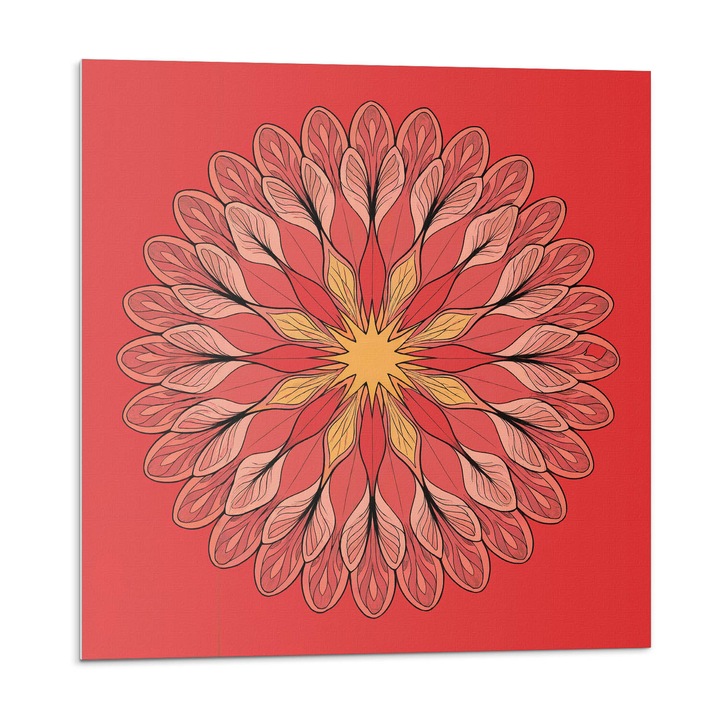 Öntapadó csempék, Wallfluent, Virágos mandala minta, Piros, 20x20x20, 010310410020000283007