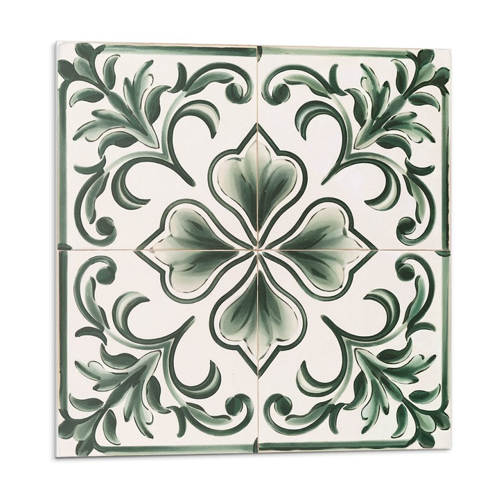 Öntapadó csempék, Wallfluent, Varrat nélküli mintát levelekkel és szívekkel, Zöld, 20x20x20, 010310410020000283054