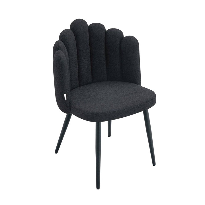 AULA szék, fekete, 49x55x85 cm, modern design, ergonomikus háttámla Homla