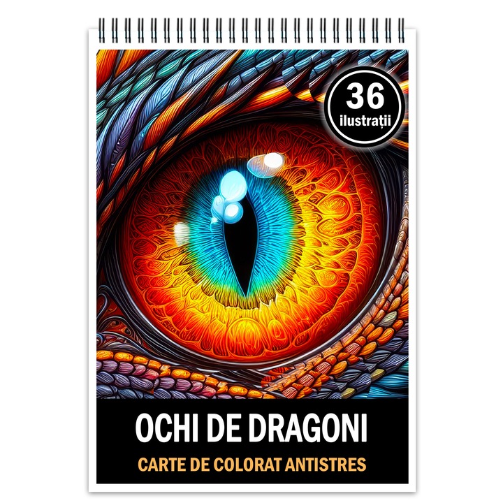 Anti-stressz kifestőkönyv, 36 Dragon Eyes illusztráció, 78 oldal, Formátum: A5, Cadouri Legendare Kiadó