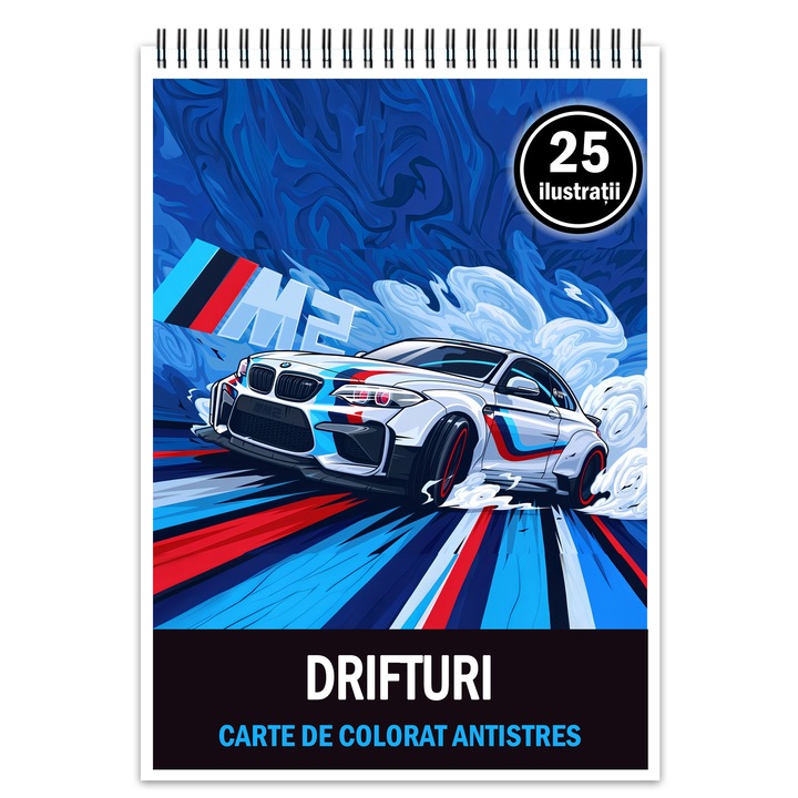 Carte de colorat antistres, 25 de ilustratii Drifturi, 56 pagini, Format: A5, Editura Cadouri Legendare