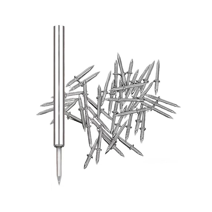 Set 100 bucati cuie fara marcaje, pentru lambriuri, metalice, argintii