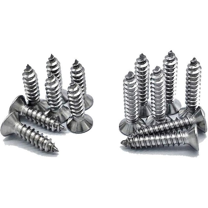 Set 200 Suruburi Auto-filetante M4 din Otel Inoxidabil, 100 Pcs M4 x 16mm, 100 Pcs M4 x 20mm