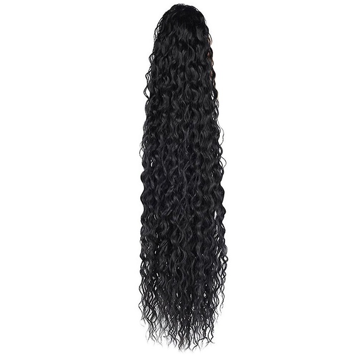 Extensie par coada de cal, neagra, 60x8cm, din fibra de inalta temperatura, pentru femei