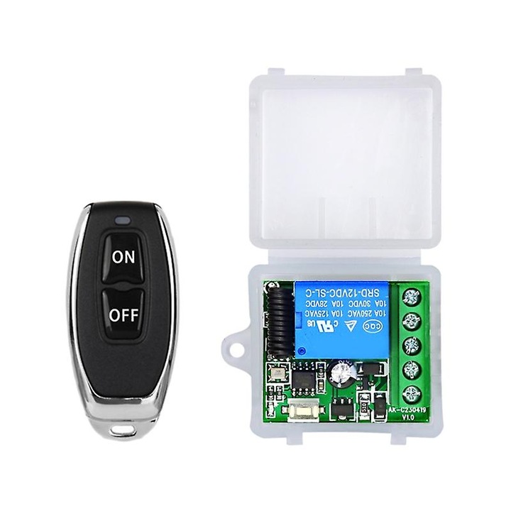 Comutator wireless cu telecomanda, 1 canal, 3000W, alb/negru