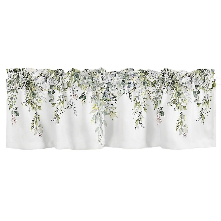 Konyhai függöny, zsályazöld, 137x45cm, poliészterből, 1 darabos szett