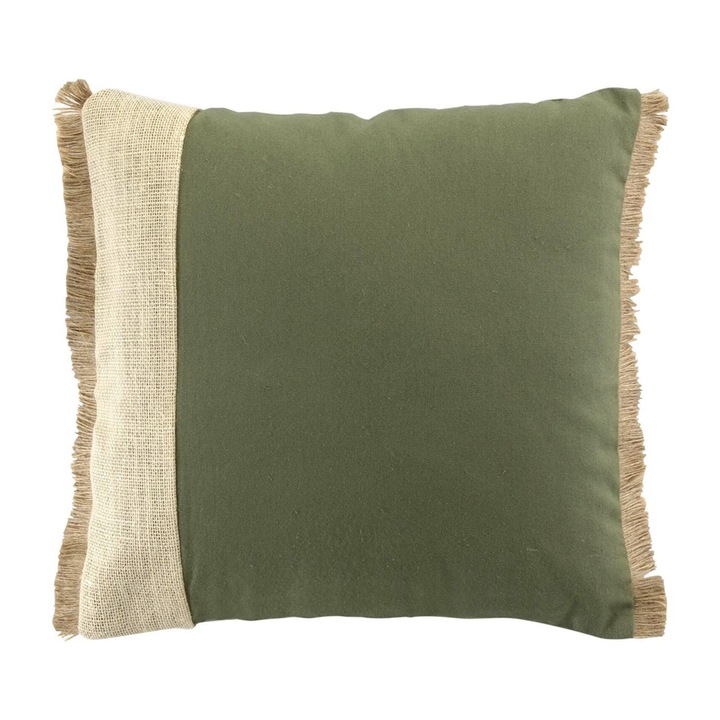 Декоративна възглавница в стил бохо, Greenybel, 200 g/m2, 40 x 40 cm, зелена
