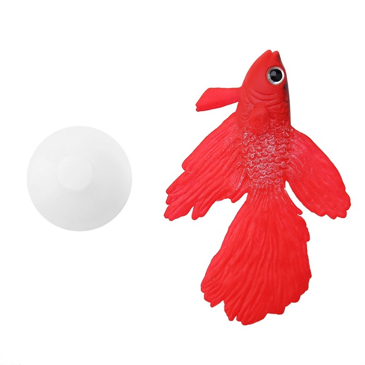Peste Betta rosu decor acvariu silicon 7.5x1.5x5cm