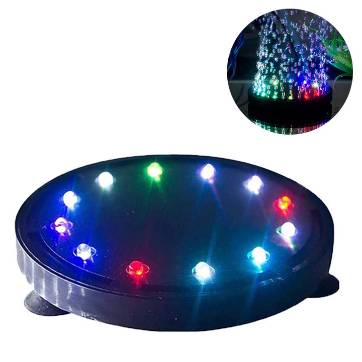 Lumina acvariu LED multicolora, disc aer, 10.5cm, plastic