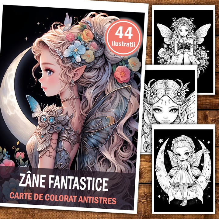 Carte de colorat antistres, 44 de ilustratii Zane Fantastice, 94 pagini, Format: A5, Editura Cadouri Legendare