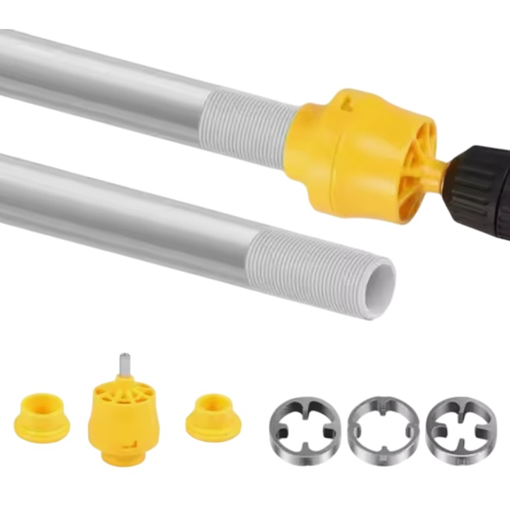 Set de unelte pentru filetat tevi, Mimport, compatibil cu bormasini electrice, plastic, argintiu/galben