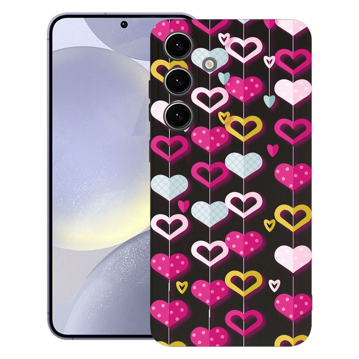 BestCase® Husa pentru Samsung Galaxy S25, Premium Slim Silicon 1.2MM, Lovely Hearts, Microfibra in interior, Antisoc, Protectie camera si ecran, 1938306 PB 185