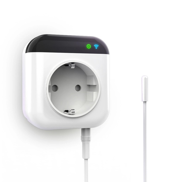 WiFi-s intelligens termosztát aljzat, fehér/fekete