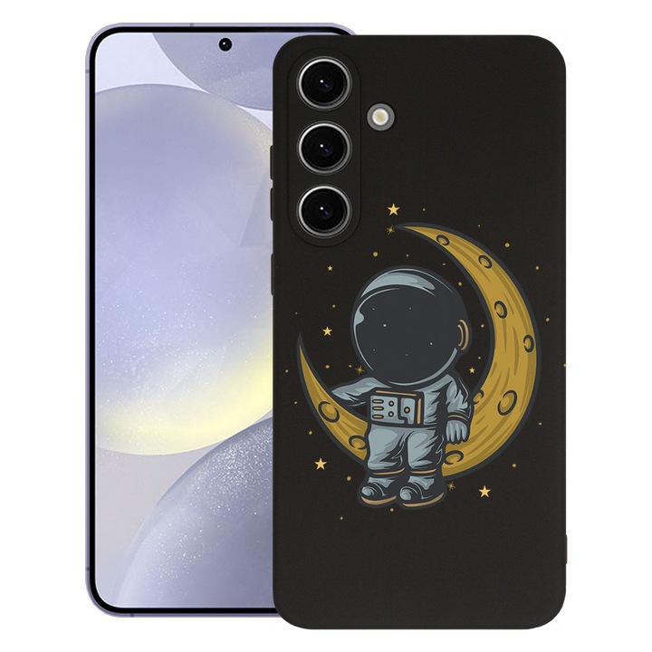 BestCase® Husa pentru Samsung Galaxy S25, Premium Slim Silicon 1.2MM, Astronaut on Moon, Microfibra in interior, Antisoc, Protectie camera si ecran, 1938306 PB 997