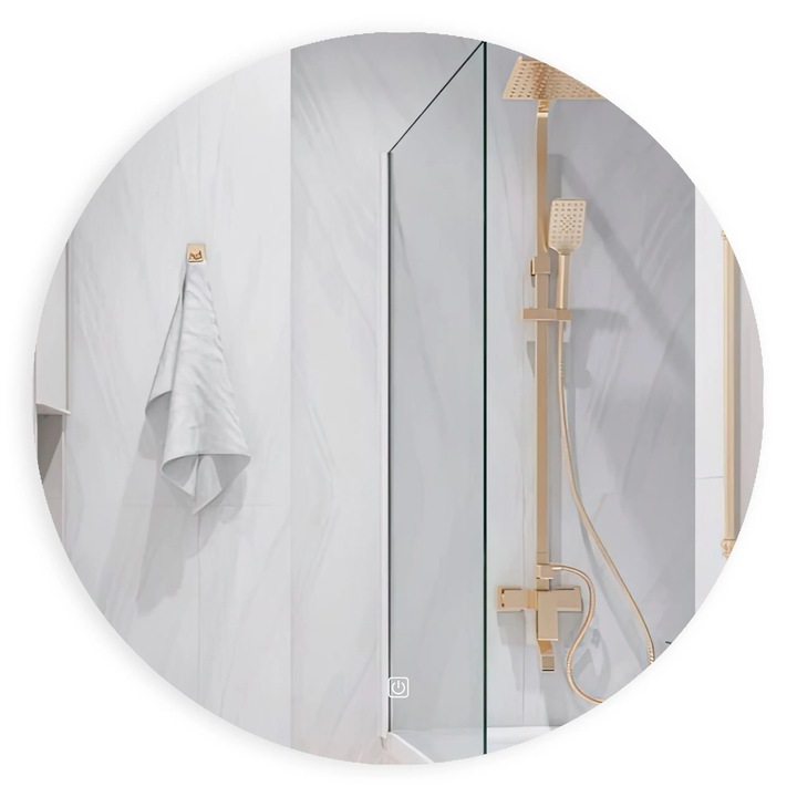 Oglinda pentru baie cu iluminare LED, Balneo, Roco, 100 cm, Intrerupator touch, instalare usoara, reglare usoara a luminii, Antipara, Dimming, Schimbare de culoare, Classa F, Sticla, Suspendat, Rotund