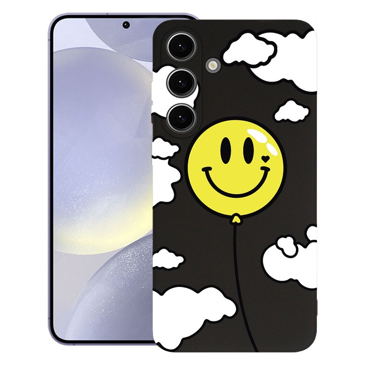 BestCase® Husa pentru Samsung Galaxy S25, Premium Slim Silicon 1.2MM, Balloon Smiley, Microfibra in interior, Antisoc, Protectie camera si ecran, 1938306 PB 957